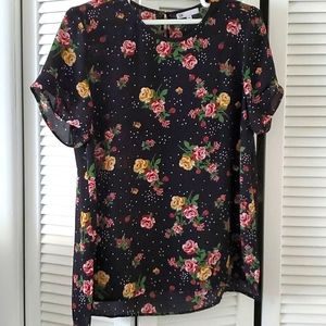 Black floral shirt